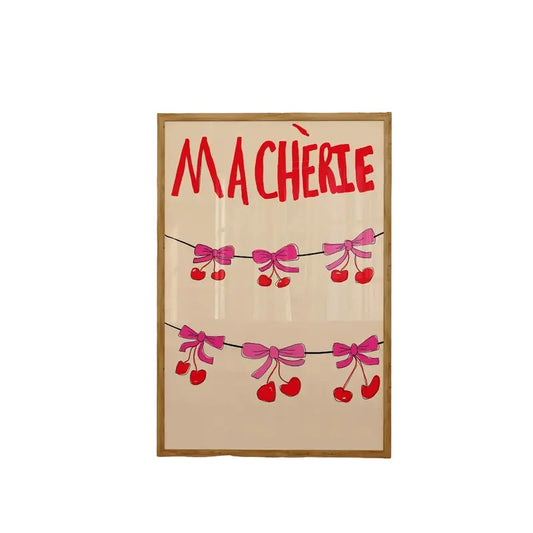 Hand Drawn Cherry Poster, Cute Red Ma Cherie Wall Art, Fruit Art Print, Trendy Wall Art, Vintage Room Decor, Y2k Dorm Decor, Poster Prints No Frame, Gifts For Girls Bedroom Decor, Wall Hanging Decor, Art Posters, Gifts For Birthday Artwork Landscape