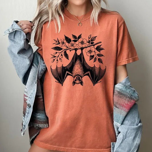 Hanging Bat, Vintage, Ghost, Western, Witch, Aesthetic, Meme, Halloween, Costume, Tshirt, Women's Comfort Colors Tshirt, Halloween Tee, Witch, Spooky, Ghost