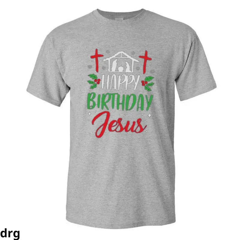 Happy Birthday Jesus T-Shirt, Christian Christmas Tee with Nativity Scene and Festive Design, Comfortable and Stylish Holiday Apparel