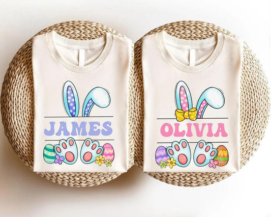 Happy Easter Custom Shirt, Cute Bunny Toddler T-Shirt, Easter Family Trip Shirt, Kids Easter Tee, Personalized Easter Shirt, Bunny Lover Tee