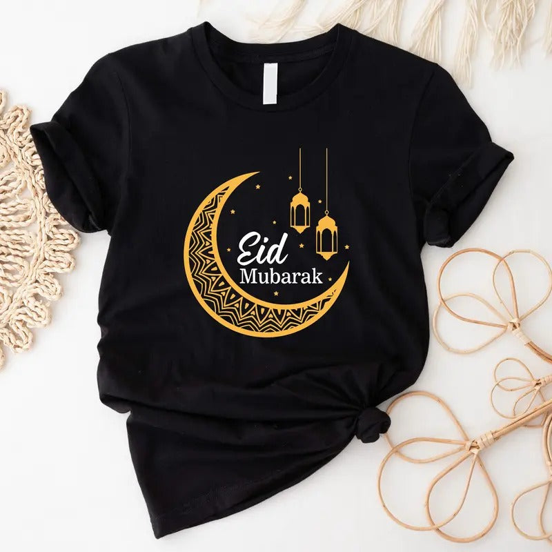 Happy Eid Mubarak Shirt, Matching Family Eid T-shirt, Eid Al Fitr Tee, Unisex Muslim Holiday Gift Tee, Religion Short Sleeve, Islamic Gift Shirt.
