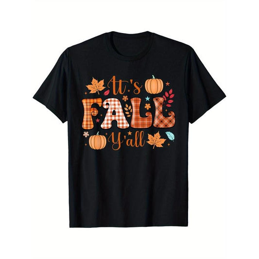 Happy Fall Autumn Thanksgiving Turkey It's Fall Y'All T-Shirt Comfortable, print, fashion 220g made in usa