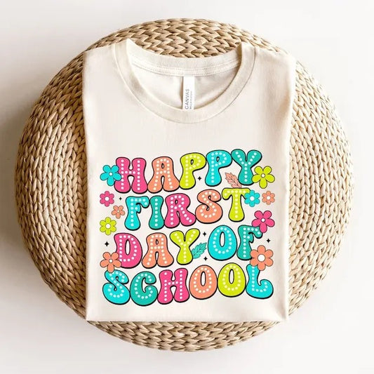 Happy First Day of School Shirt, Teacher Gift, Gift for Teachers, Kindergarten Teacher, Teacher Appreciation, Back to School Sweatshirt