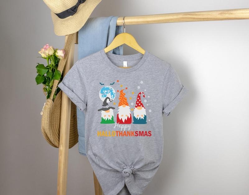 Happy Hallothanksmas Gnomes Halloween & Merry Christmas Shirt, Halloween Gnomes Shirt, Funny Gnome Shirt, Happy Thanksgiving Shirt