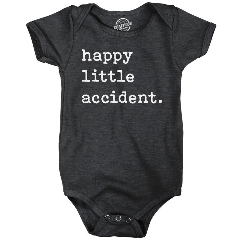 Happy Little Accident Baby Bodysuit Funny Sarcastic Graphic Novelty Jumper for Infants Funny Baby Onesies Funny Sarcastic Onesie Black -