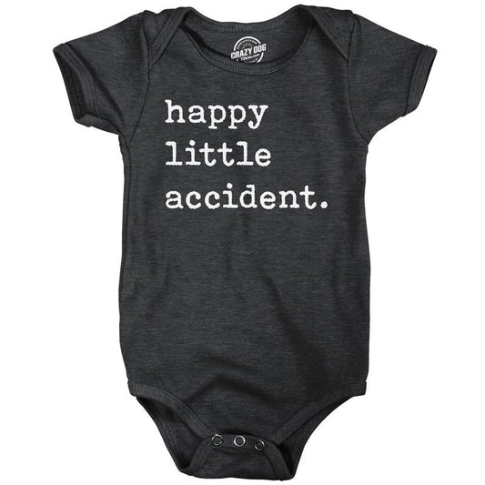 Happy Little Accident Baby Bodysuit Funny Sarcastic Graphic Novelty Jumper for Infants Funny Baby Onesies Funny Sarcastic Onesie Black -