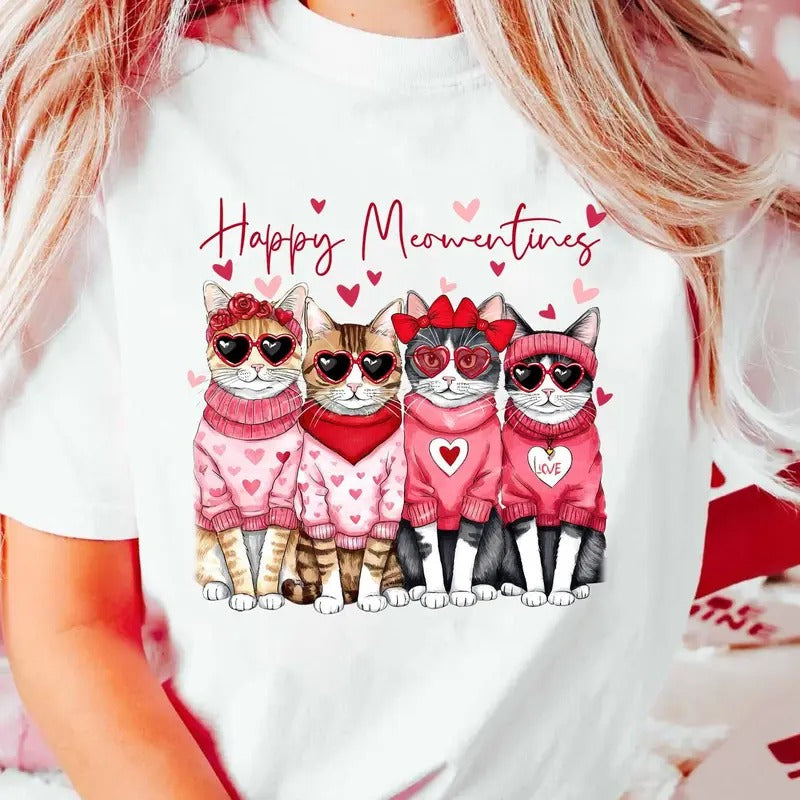 Happy Meowentines Shirt, Valentine Cat Love Shirt, Valentine Cat Shirt, Cat Lover Shirt, Meowy Valentine Shirt, Valentine Cat Lover Gift