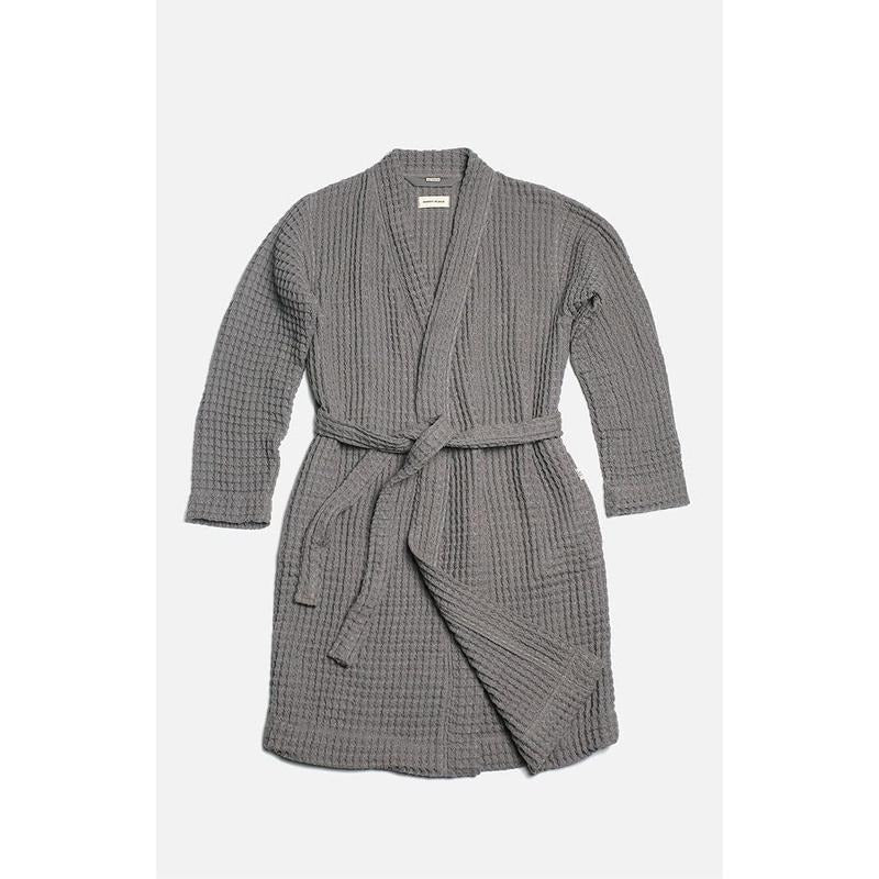 Happy Place Women's Organic The Weightless Gray Black Waffle Robe