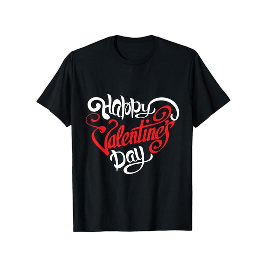 Happy Valentine's Day Print T-shirt for Men, Casual Short Sleeve Top, Men's Tee for Summer Daily Wear, Geometric Pattern, Young Men made in usa