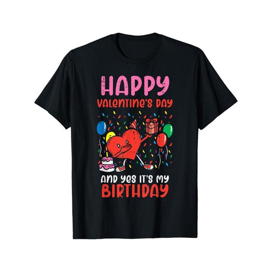 Happy Valentines Day Birthday Heart Men'S T-Shirts, Funny Valentine'S Day Novelty Graphic Printed Tee, Short Sleeve Valentine'S Day Couple T-Shirt for Men Boyfriend Husband 100% Cotton made in usa