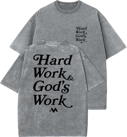 Hard Work God's Work Unisex Washed T-Shirt, Christian t shirts, Vintage 90s Graphic Tee, Gift Top Womenswear Cotton Mineral Colorstyle{n002}2