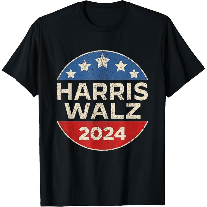 Harris Walz 2024 Kamala Harris Tim Waltz Vintage Button T-Shirt made in usa
