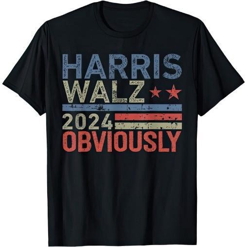 Harris Walz 2024 Obviously Kamala Harris Tim Walz Presidential Campaign T Shirt made in usa