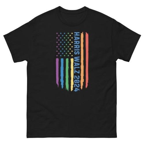 Harris Walz 2024 Shirt, Kamala Harris Walz, Rainbow Pride Flag, Democrat Shirt,  Tee, Liberal Equality Shirt, Rainbow USA Flag Design made in usa
