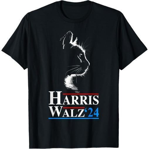 Harris Walz Waltz 2024 President Election Funny Cat Ladies T-Shirt made in usa