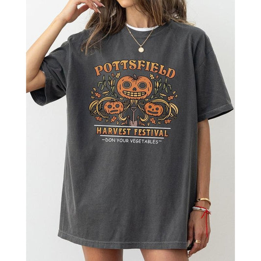 Harvest Festival, Pottsfield, Funny, Spooky, Witch, Aesthetic, Meme, Halloween, Costume, Tshirt, Women's, Comfort Colors Tee, Spooky, Tshirt, Witch, Pumpkin, Ghost, Skeleton