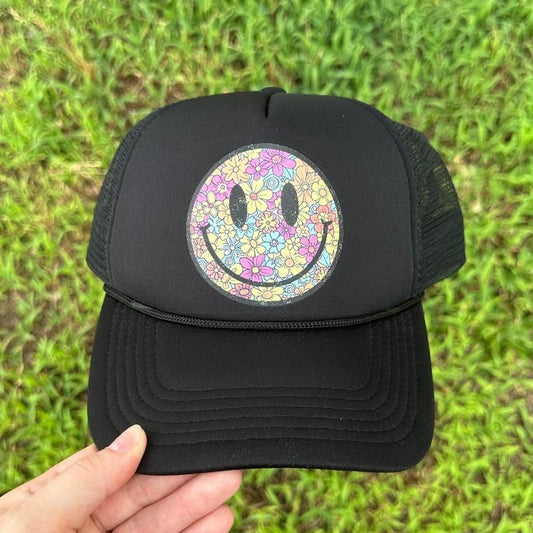 Hat - Vibrant Happy Face Foam Mesh Trucker Hat 'NLB'