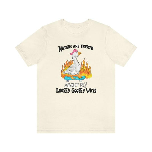 Haters are pressed funny meme shirt, Silly goose shirt, Vintage drawn animal shirt, Weirdly specific shirt, Positive vibes meme shirt