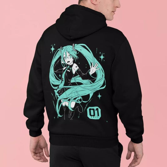 Hatsune Miku Vocaloid Anime Hoodie, Musical Artist T-shirt, Waifu Girl Graphic Tee, Vintage Oversized Unisex Streetwear, Manga Gift For Men Women
