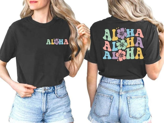 Hawaiian Shirt for Women Hawaii Family Vacation Graphic T-Shirt Summer Trip Vintage Tee Floral Tropical Hawaii Outfits
