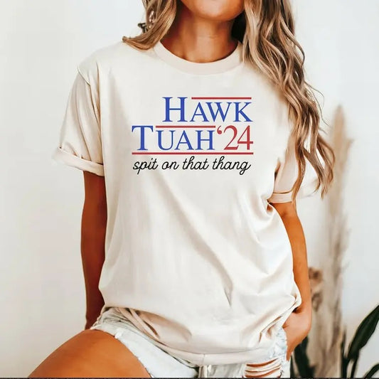 Hawk Tuah Spit On That Thang 2024 Shirt, Hawk Tuah 24 Funny for Women Men Viral Crewneck Tshirt