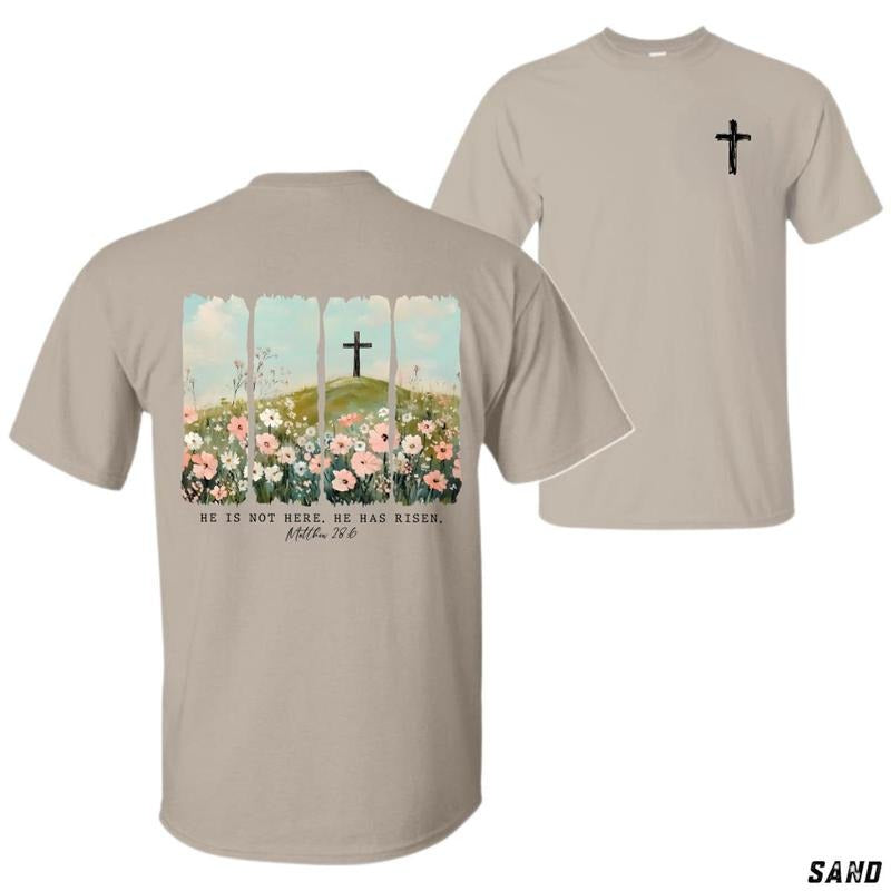 He Has Risen T-shirt Christian Faith Tee Classic Fit Soft And Comfortable Tiktok Shop Store Men's T Shirts Perfect For Easter Church Spiritual Inspiration And Casual Wear