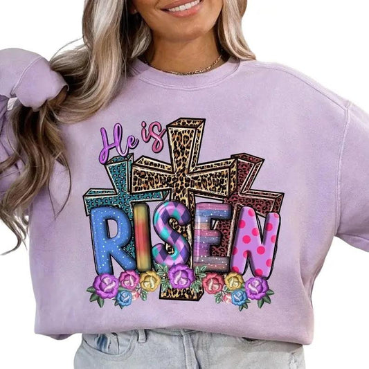 He Is Risen Sweatshirt, Matthew 28:6, Retro Easter Doodle Sweater, Easter Christian, Easter Bible Verse, Retro Easter Doodle, Gifts For Besties Bff, Easter Bunny Shirt, Easter Gifts Sweater, Long Sleeve Crewneck Shirt
