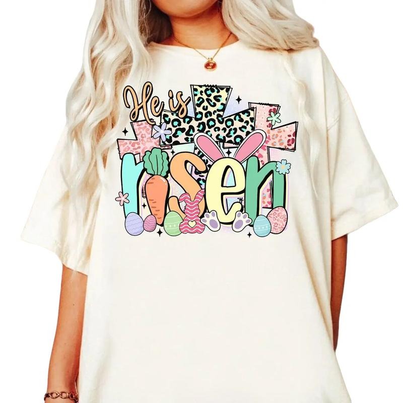 He Is Risen Tee Shirt, Matthew 28:6, Retro Easter Doodle Shirt, Easter Christian Tee Gift, Easter Risen Doodle, Retro Easter, Gifts For Sister Women, Easter Peeps Shirt, Unique Easter Gifts, Short Sleeve Tops Tee Shirt