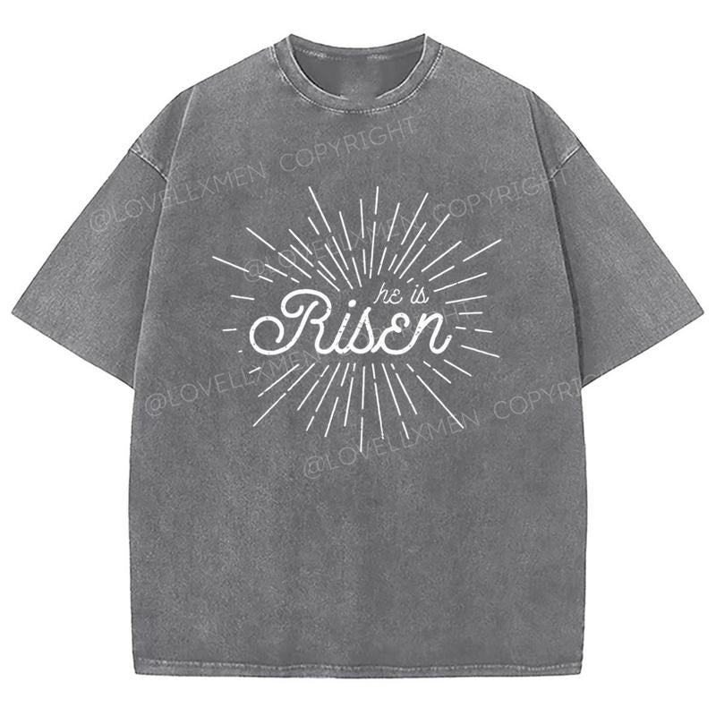 He Is Risen Washed T-Shirt, Christian Jesus  t shirts, Vintage 90s Graphic Tee Gift Cotton Top Womenswear Bottomstyle{n002}2