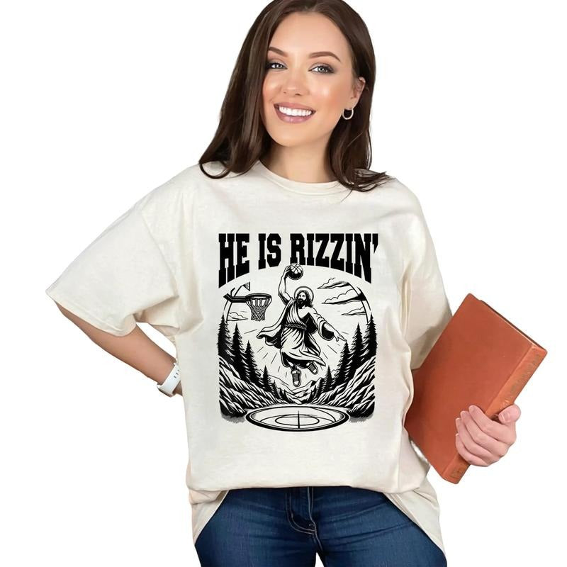 He Is Rizen T-Shirt, He Is Rizzen Jesus , Funny , Easter Gift, Day Gift, He Is Rizen Funny Shirt Top  Summer Comfort