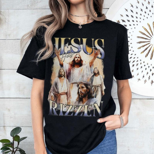 He Is Rizzin' Vintage 90s Shirt, Vintage He Is Rizzin Shirt,Funny Jesus Shirt, Jesus Gifts ,Christian Funny Shirt, Easter Shirt, Jesus Lover Tee, Funny Shirt, Stresstwear