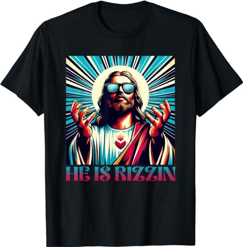 He Is Rizzin Happy Easter Day Jesus Is Risen Men Women Kid T-Shirt Unisex Tee