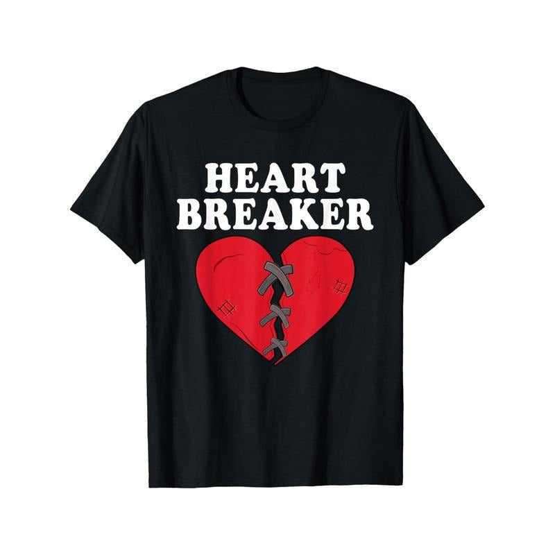 Heart Breaker" Funny Valentine's Day T-Shirt for Men - 100% Cotton, Casual Crewneck Tee with Novelty Graphic Design, Perfect Gift for Boyfriend or Lover made in usa