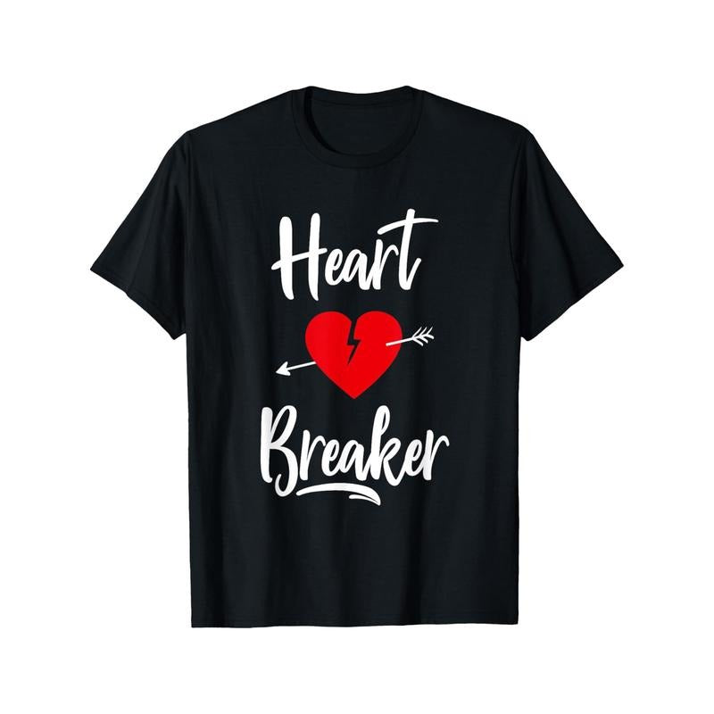 Heart Breaker" Funny Valentine's Day T-Shirt for Men - 100% Cotton, Casual Crewneck Tee with Novelty Graphics, Perfect Gift for Boyfriend or Lover made in usa