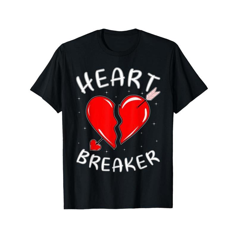 Heart Breaker Men T-Shirts, Funny Valentine'S Day Novelty Graphic Printed Tee, Short Sleeve Valentine'S Day Couple T-Shirt for Men Boyfriend Husband 100% Cotton made in usastyle{n002}4