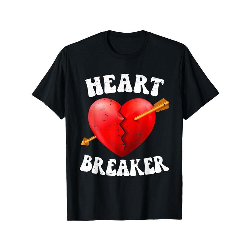Heart Breaker Men T-Shirts, Funny Valentine'S Day Novelty Graphic Printed Tee, Short Sleeve Valentine'S Day Couple T-Shirt for Men Boyfriend Husband 100% Cotton made in usastyle{n002}5