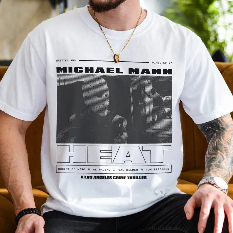 Heat Movie T-Shirt, Retro Michael Mann Heat 1995 Graphic T-Shirt, Action Film Tee Shirt, Vintage Washed 90s Movie Streetwear Memorabilia