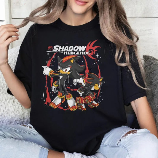 Hedgehog Shadow T-shirt, Japanese Anime Hero, Gaming Legend Apparel, Anime Manga Shirt