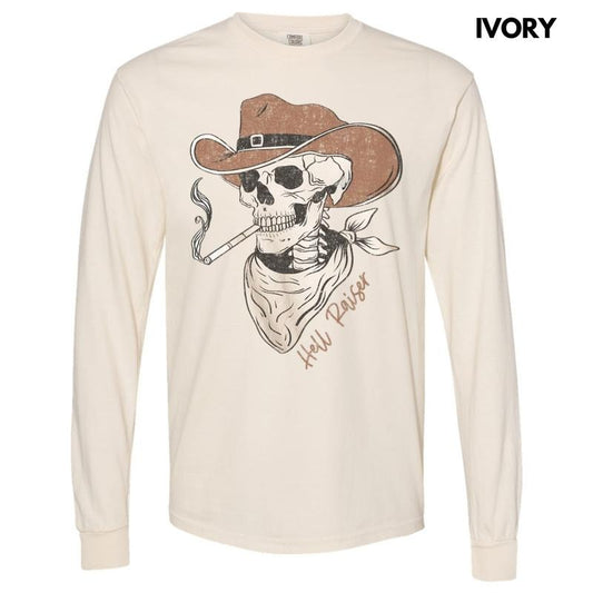 Hell Raiser Cowboy Long Sleeve Comfort Colors T-Shirt