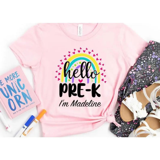 Hello Pre-K Shirt, Pre-K Shirt, Back To School Shirt, First day Of School Shirt, Hello Kindergarten Teacher, Teacher Shirt DTG