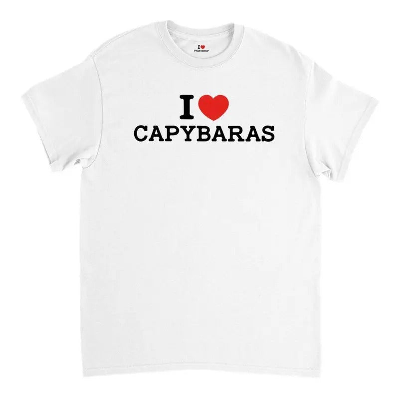 I love capybaras Unisex T-shirt,  Trending shirt, Gift for him/ Her, Gift for Girlfriend | Crop Top, Shortsleeve Crewneck Cotton Top Fit Casual