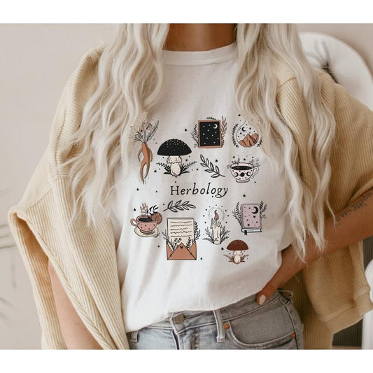 Herbology T-Shirt - Cottagecore Shirt Witchy Botanical Shirt Plant Lover Vacation Theme Park Shirt Gardening Tee Book Lover Gift Book Shirt
