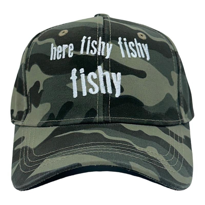 Here Fishy Fishy Fishy Hat Funny Outdoor Fishing Lovers Cap Funny Hats Fishing  Novelty Caps for Men Blue - Standard