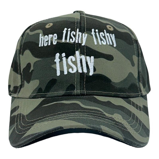 Here Fishy Fishy Fishy Hat Funny Outdoor Fishing Lovers Cap Funny Hats Fishing  Novelty Caps for Men Blue - Standard