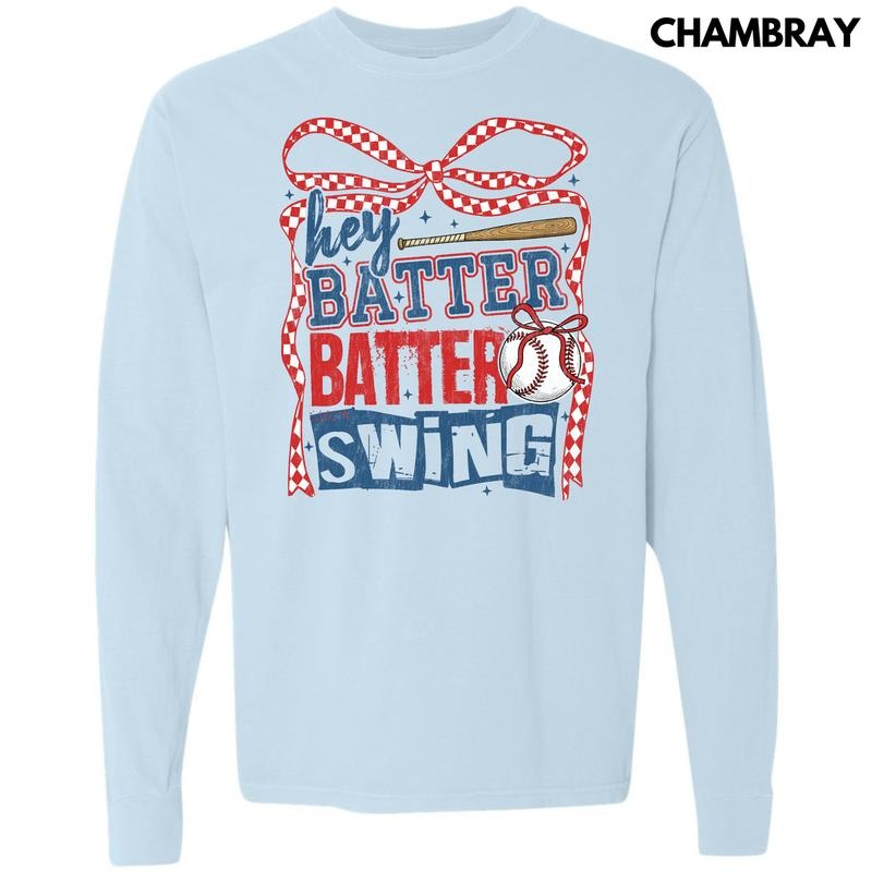 Hey Batter Swing Long Sleeve Comfort Colors T-Shirt 'NLB'