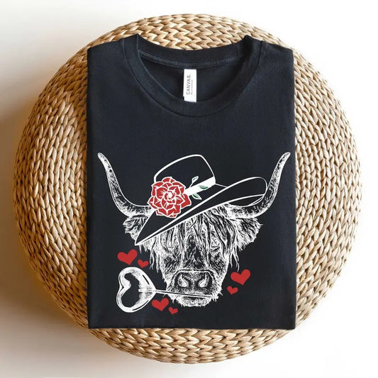 Highland Cow Valentine Shirt, Heifer Valentine Shirt, Valentines Day Gift, Western Valentine Shirt, Valentines Tee, Valentines T-Shirt, Gifts For Friend, Unisex Short Sleeve Tee Shirt, Gifts For Valentines Day Lovers Day Classic Man Menswear Top