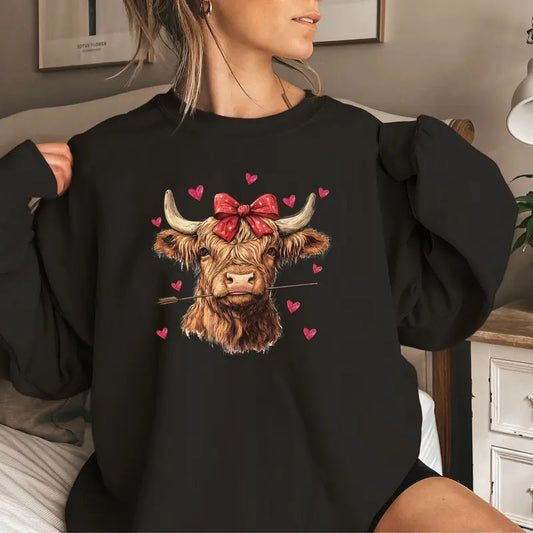 Highland Cow Valentine Sweatshirt, Heifer Valentine Shirt, Valentines Day Gift, Western Valentine Shirt, Cow Lover Gift