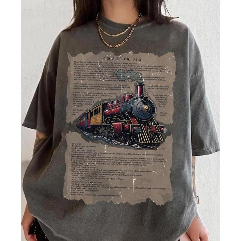 Hogwasts Express Train Comfort Color T-Shirt, Chapter Six Shirt, Just A Girl Who Loves Trains Shirt, Trains Lover, Wizarding