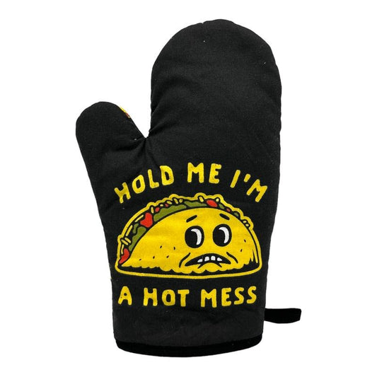 Hold Me Im A Hot Mess Funny Funny Taco Tuesday Cinco De Mayo Kitchen Utensils Funny Graphic Kitchenwear Cinco De Mayo  Funny Food  Novelty Cookware Black -
