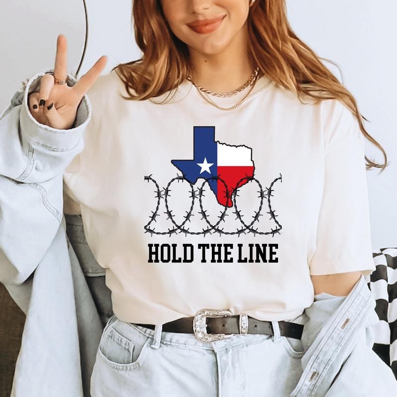 Hold The Line Patriotic Graphic T Shirt, Hold The Line Unisex T Shirt, I Stand With Texas Tee, Texan Support Shirt, Texas Strong, Patriotic Unisex T-Shirt, I Stand With Texas Tee, Gifts For Family Friend, Texas Support Shirt Fit Top